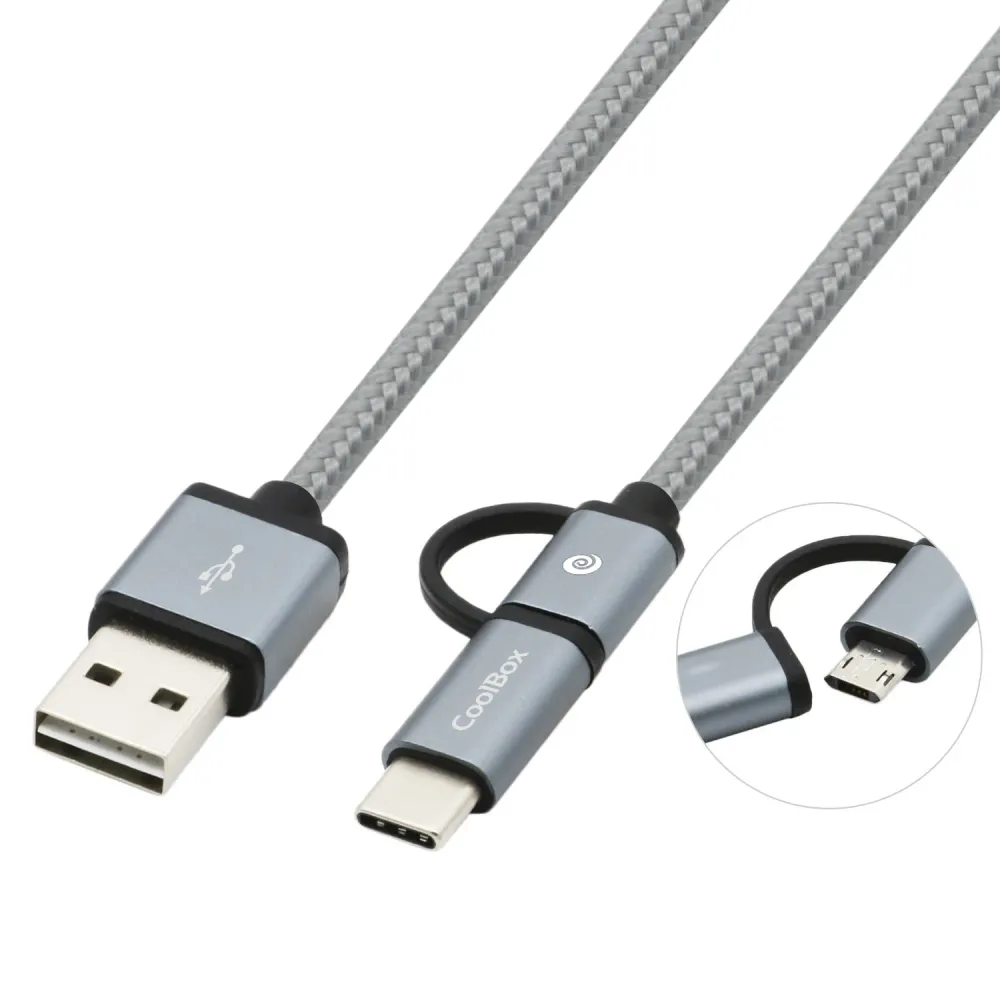 CoolBox COO-CAB-U2MC-GR cabo USB 1 m USB 2.0 USB USB C/Micro-US
