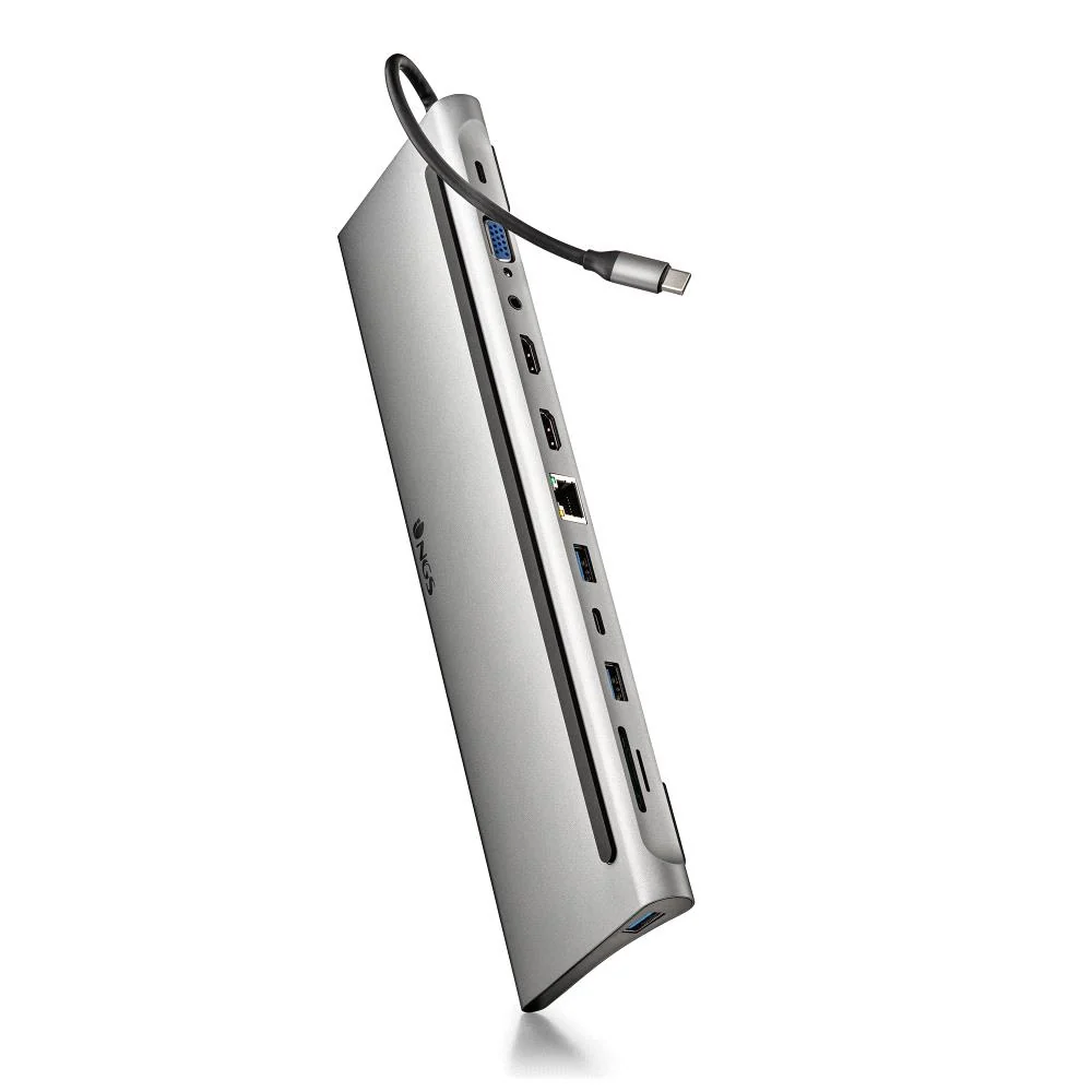 DOCKING USB TIPO-C NGS WONDERDOCK12 3XUSB 2XHDMI 1XVGA 1XRJ45 1XL