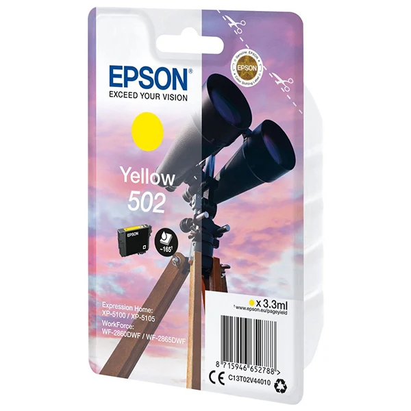 Epson 502 tinteiro 1 unidade(s) Original Rendimento padrão Amarel