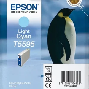 Epson Penguin Tinteiro Cyan Claro T5595 (c/alarme RF+AM)