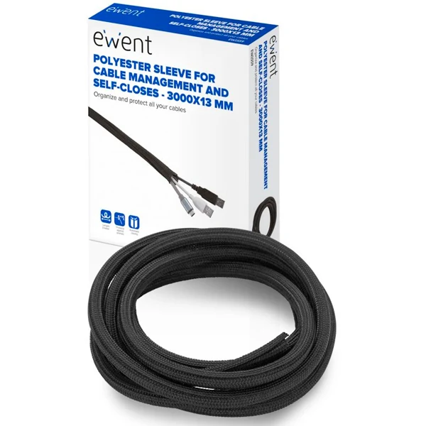Ewent EW1561 organizador de cabos Universal Manga de cabo Preto 1