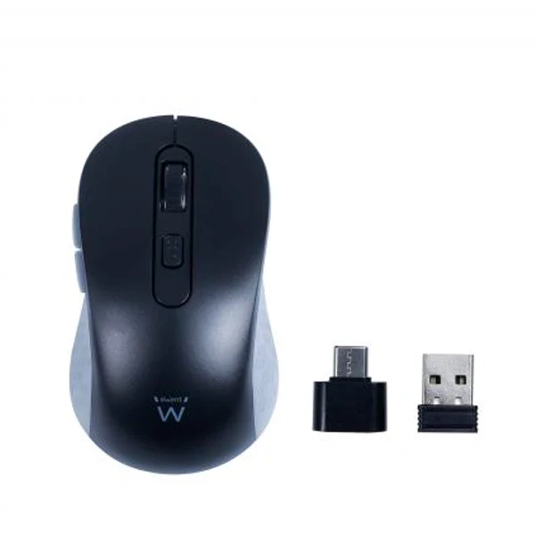 EWENT RATO WIRELESS SILENT CADAPT USB-C BLACK 1600DPI