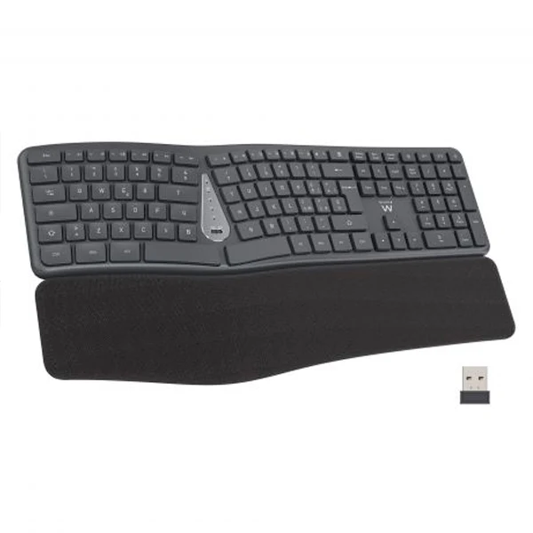 EWENT TECLADO WIRELESS & BLUETOOTH ERGONOMICO RECARREGAVEL
