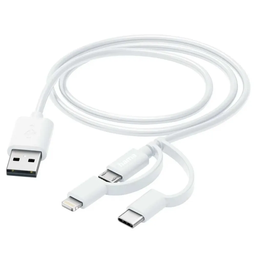 HAMA CABO MULTI 3 EM 1 USB- - MICRO-USB, USB-C E LIGHT 1M