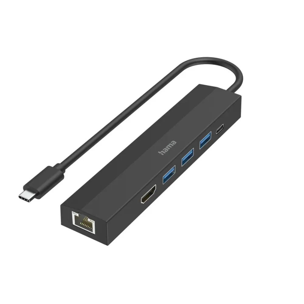 HUB HAMA USB-C MULTIPORT, 6 PORTS, 3 X USB-, USB-C, HDMI, LAN ET