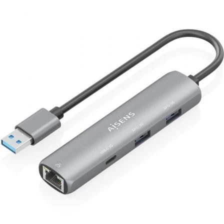 HUB USB AISENS ASUC-4P035-GR 1XUSB TIPO-C 2XUSB 1XRJ45 GRIS