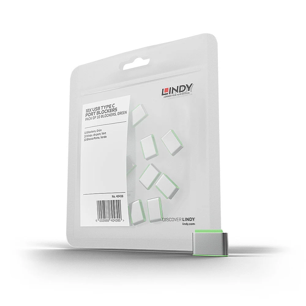 Lindy 40438 bloqueador de porta USB Type-C Verde 10 unidade(s)