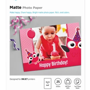 HP MATTE FSC PHOTO PAPER 4X6 25 SHEETS
