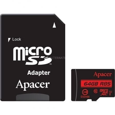 MICRO SDHC APACER 64GB XC UHS 1 COM ADAPTADOR CLASS 10 85MBS