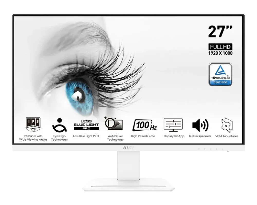 MONITOR MSI PRO MP273AW 27"FHD 100HZ 1MS FRAMELESS IPS,.GLARE,L.