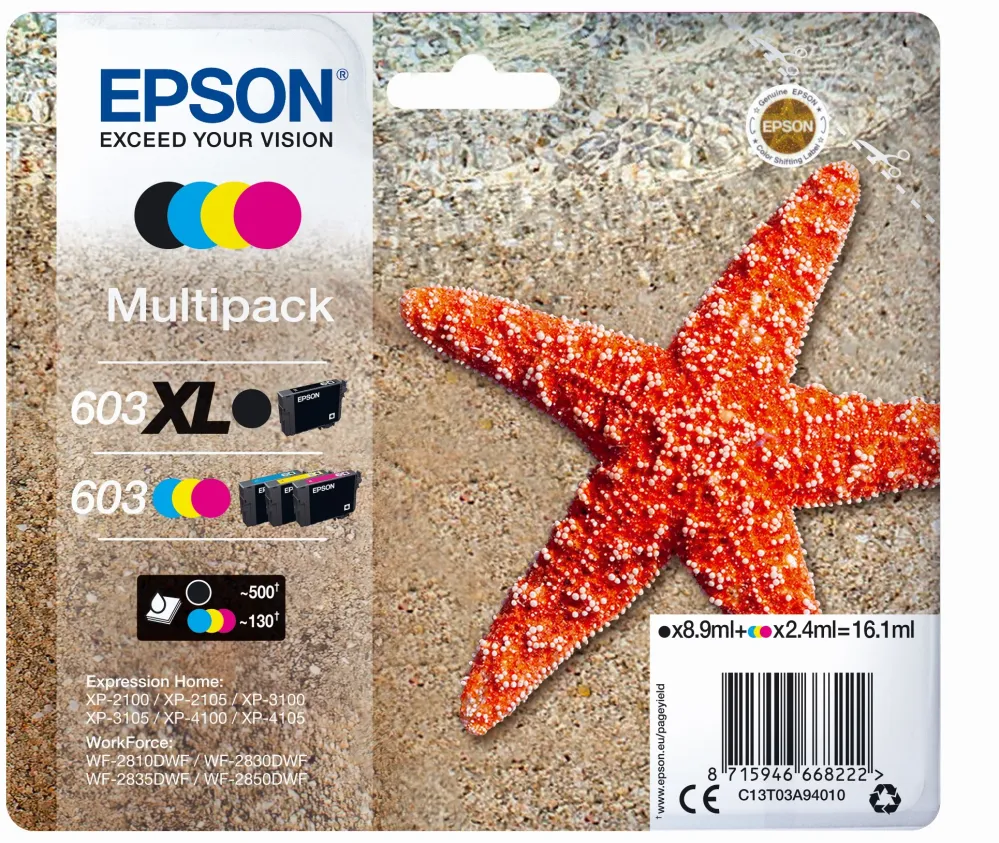 PACK 4 TINTEIROS EPSON 603XL