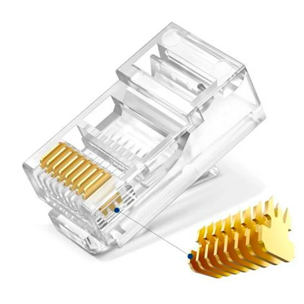 RJ45 PLUG, CAT 6 UUTP AWG 23-26 CABLE, 15U GOLD PLATED CONTAC