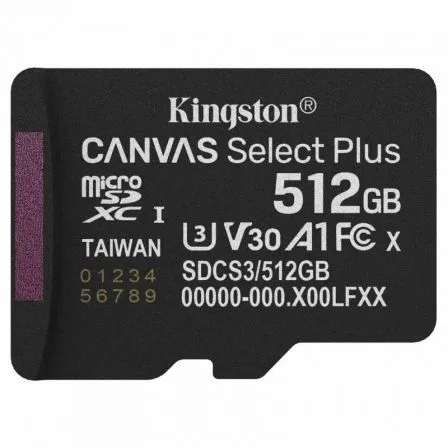 TARJETA DE MEMORIA KINGSTON CANVAS SELECT PLUS 512GB MICROSD XC C