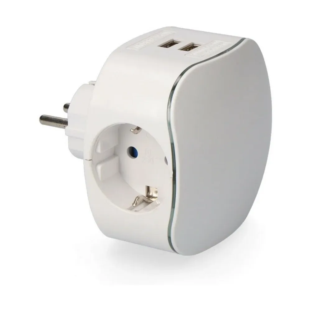 Tomada Parede com 2 Portos USB EDM Schuko Triplo 2100 mAh Termoplástico