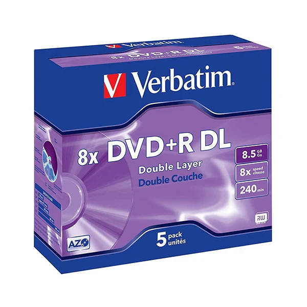VERBATIM DVD+R 8X 8.5GB 240MIN DOUBLE LAYER CAIXA NORMAL (JEWEL)