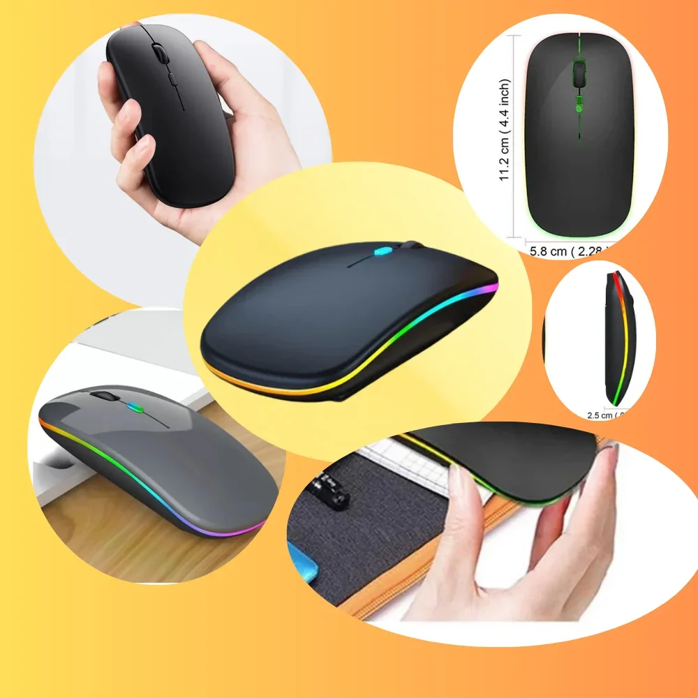 Mouse Sem Fio Bluetooth Recarregável com LED RGB – Silencios