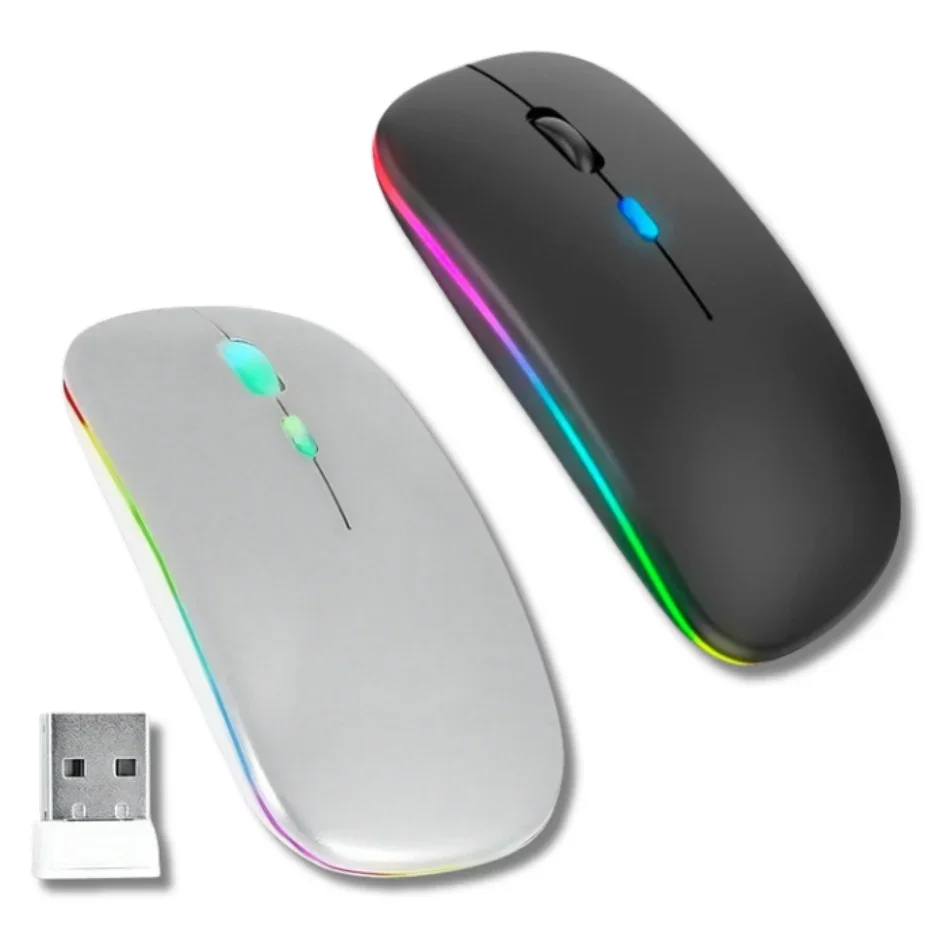 Mouse Sem Fio Bluetooth Recarregável com LED RGB – Silencios