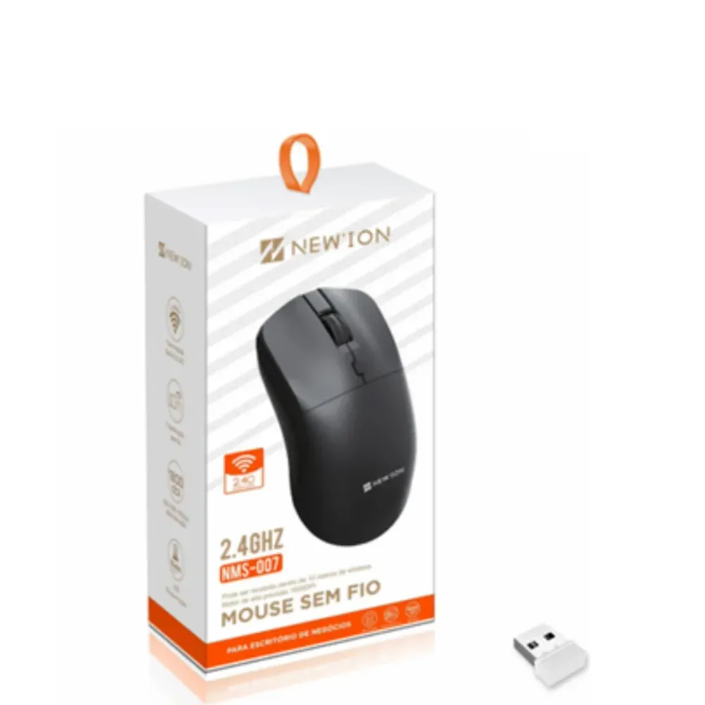 🖱️ Mouse Sem Fio Preto NMS-007 – Liberdade, Precisão e Estilo em um Só Clique