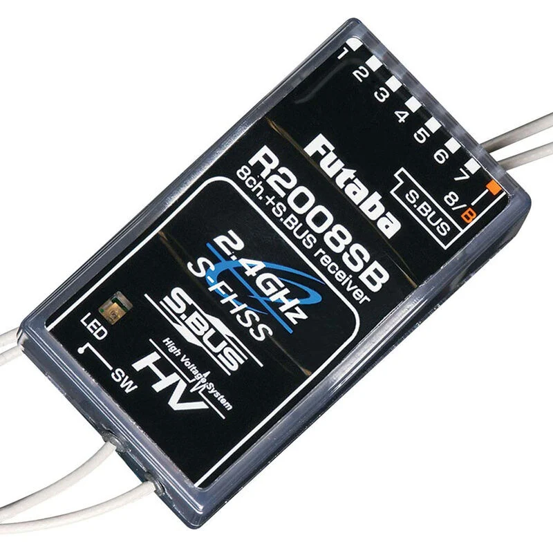 Sistema Futaba R2008SB S-FHSS 8 canais + receptor S.Bus para helicóptero de avião