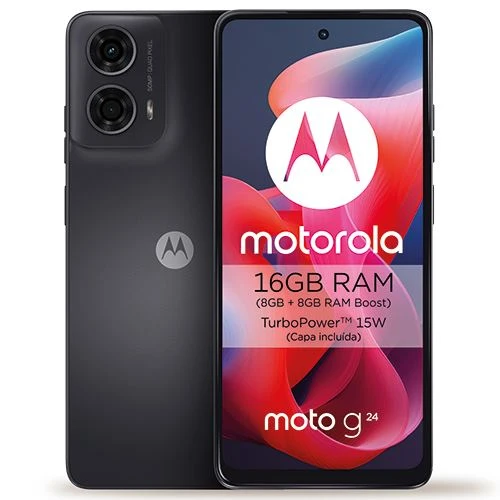 Motorola G24 - 128 GB - Carvão com Tela Always-On