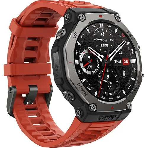 Smartwatch Amazfit T-Rex 3 - Vermelho Lava com Película Protetora Inclusa