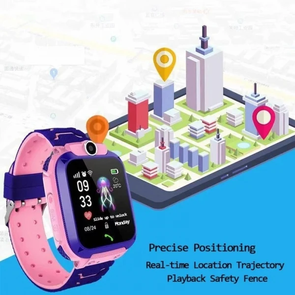 Smartwatch de Crianç c/ GPS - ROSA com Monitor Cardíaco