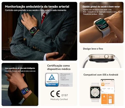 Smartwatch Huawei Watch D2 - Branco | Militares |
