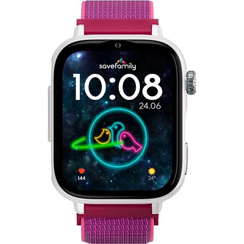 Smartwatch 4G para Crianç Savefamily Savewatch Plus 2 - Branco / Framboesa (Rosa) com Pulseira de Nylon