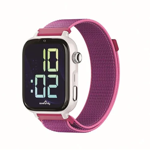 Smartwatch 4G para Crianç Savefamily Savewatch Plus 2 - Branco / Framboesa (Rosa) com Pulseira de Nylon