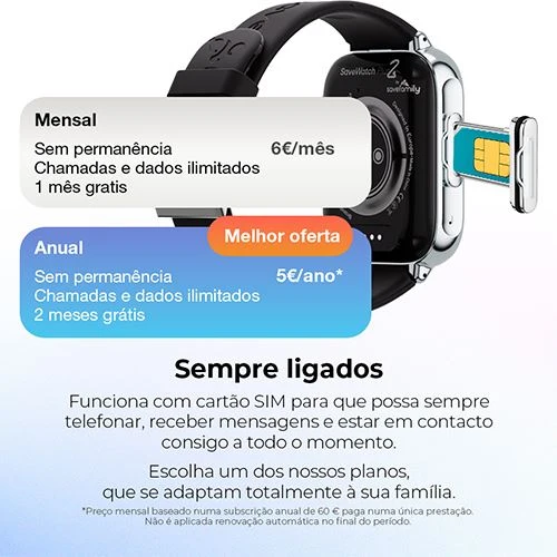 Smartwatch 4G para Crianç Savefamily Savewatch Plus 2 - Silver / Carvão is Black com Resistência Quedas
