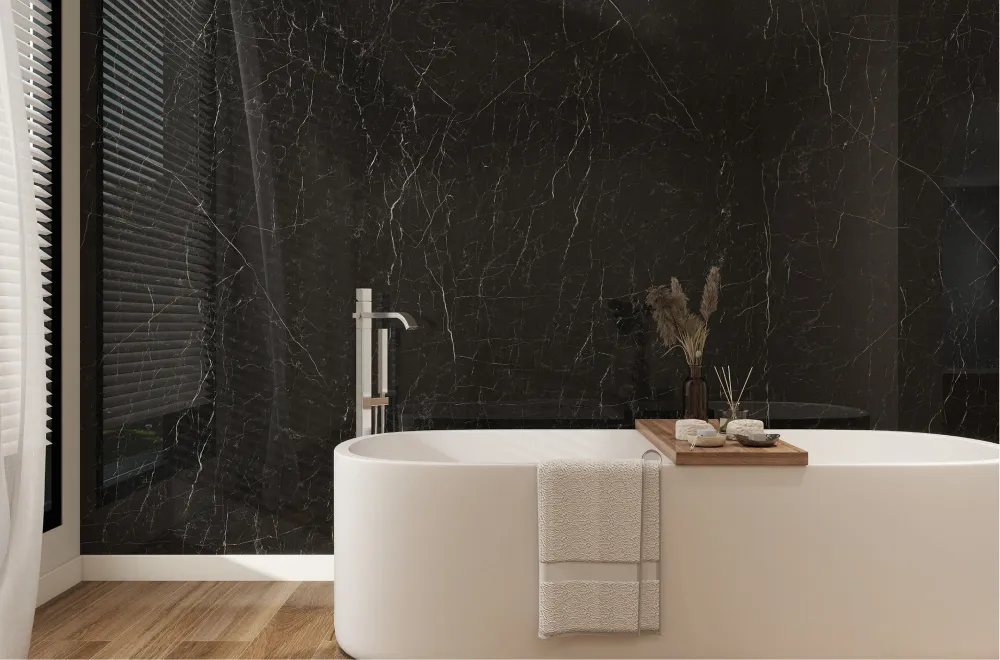 Painel em SPC - Mármore Preto com Bateria de Longa Duração