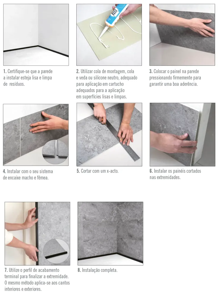 Painel em SPC - Mármore Preto com Bateria de Longa Duração