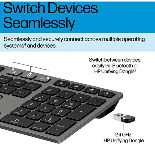 Teclado Bluetooth HP 720 - Preto com Bateria de 7 Dias