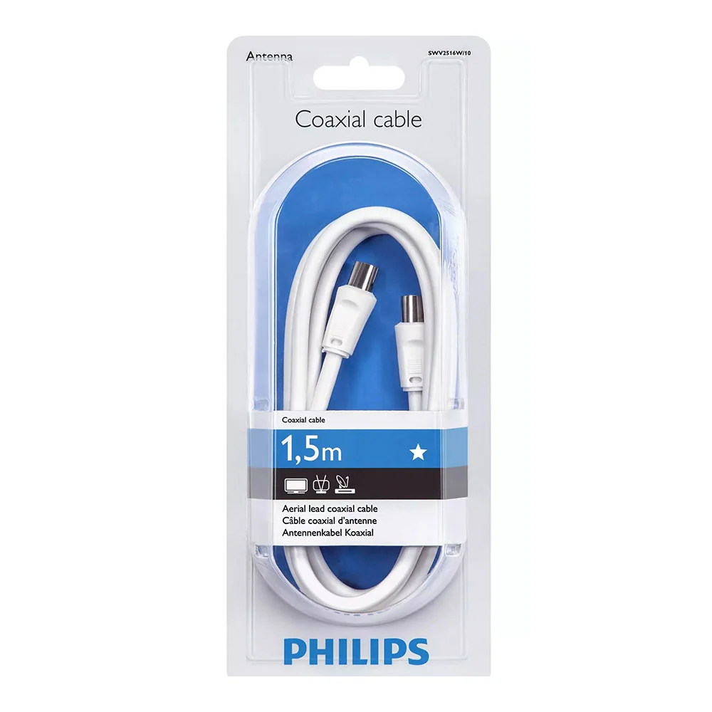 CABO DE ANTENA TV COAXIAL TIPO PAL 1,5M SWV2516W/10 PHILIPS