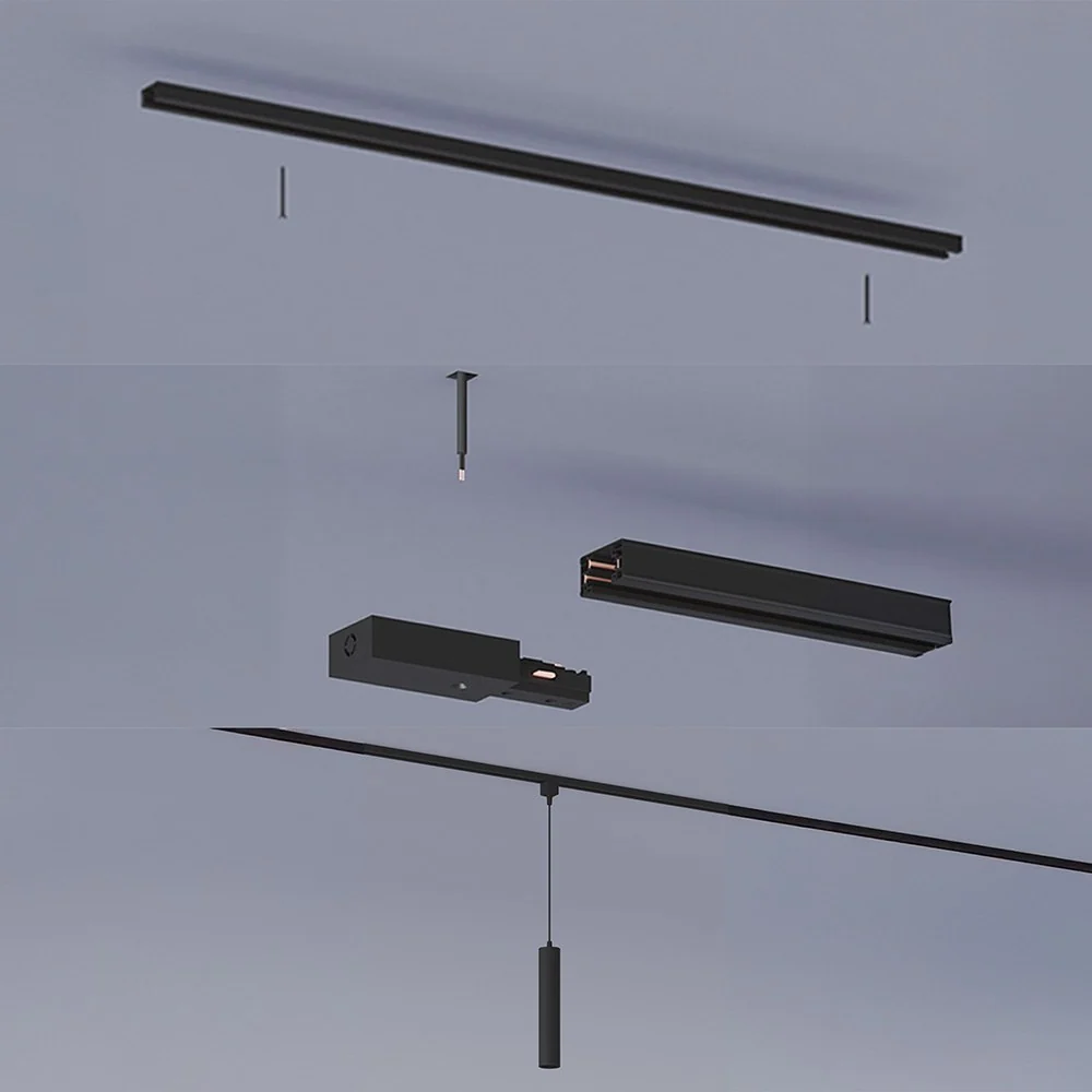 CANDEEIRO DE TETO SUSPENSO EASYLINK, PAXIE GU10, PRETO, Ø60 X 155