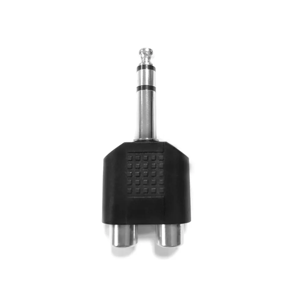 CONECTOR DE ÁUDIOVÍDEO 6,35 MACHO PARA 2*RCA FÊMEA PRETO