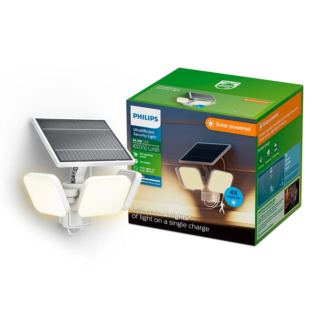 LUMINÁRIA DE SEGURANÇ SOLAR ZYREN, BRANCA, 24,5 W, 4000/50 LM, 3