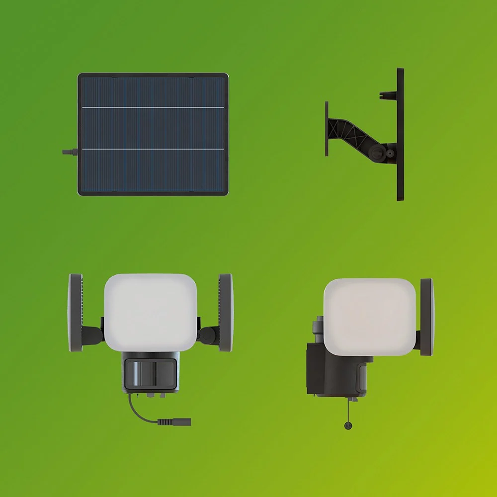 LUMINÁRIA DE SEGURANÇ SOLAR ZYREN, PRETA, 24,5 W, 4000/50 IM, 50