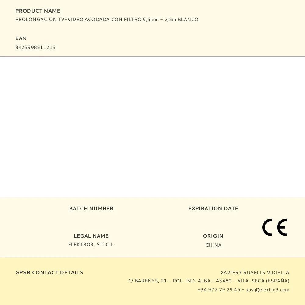 PROLONGADOR TV/VIDEO CURVO COM FILTRO 9,5MM 2,5M EMBALADO BRANCO
