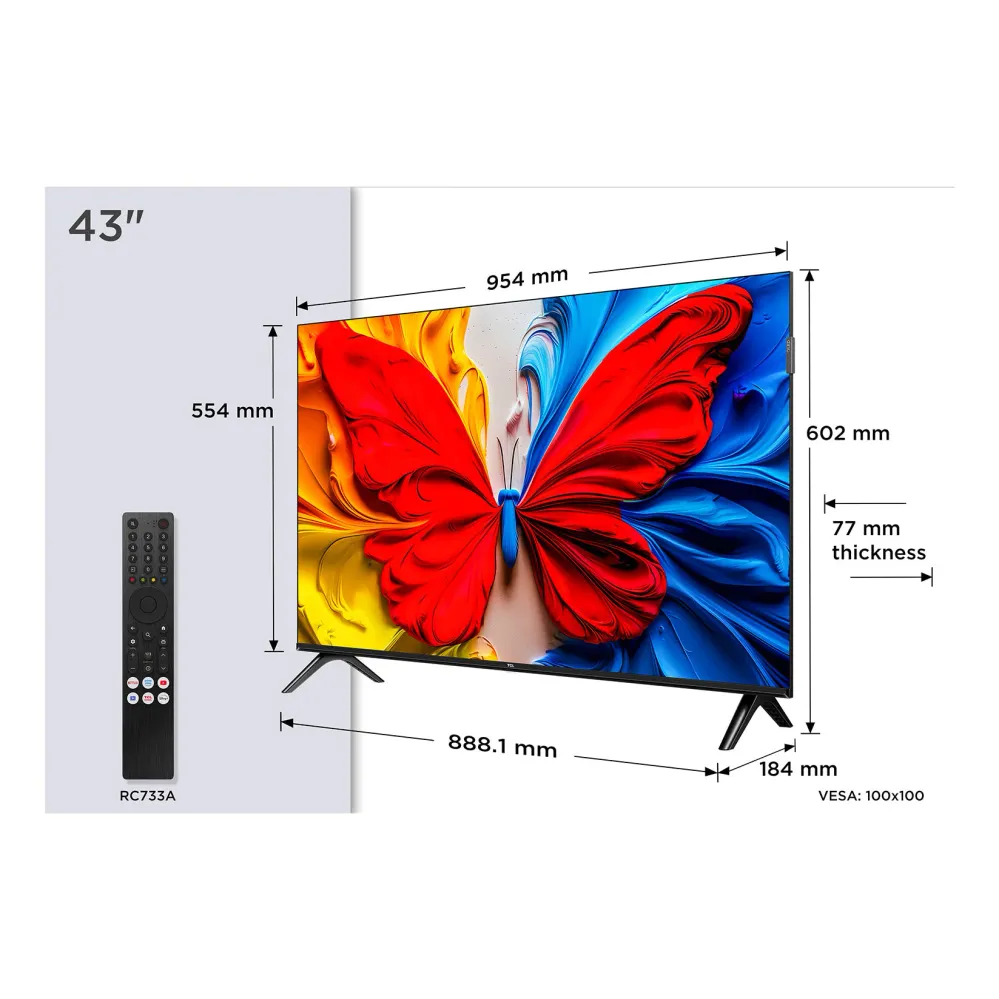 TV TCL 43S5K | 43", QLED, Full HD, Google TV