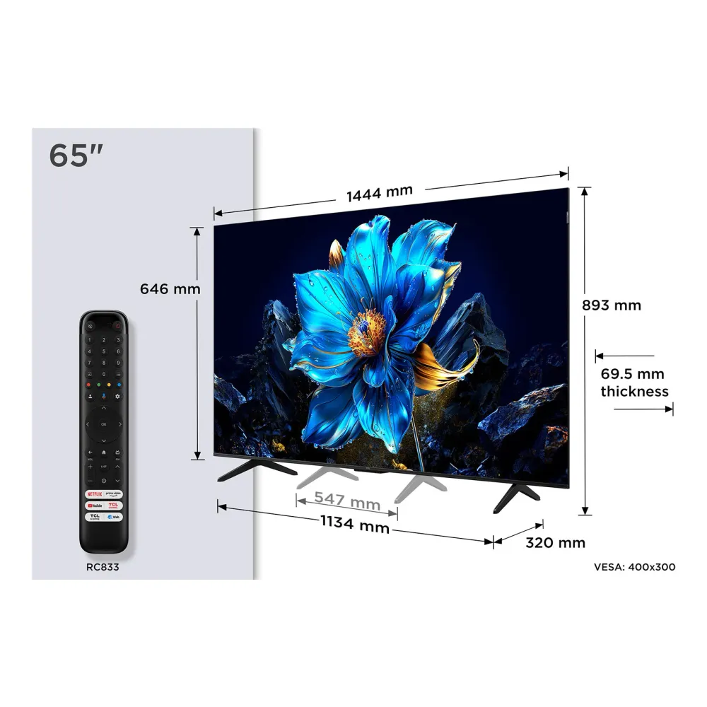 TV TCL 65P7K | 65", QLED, 4K, Google TV