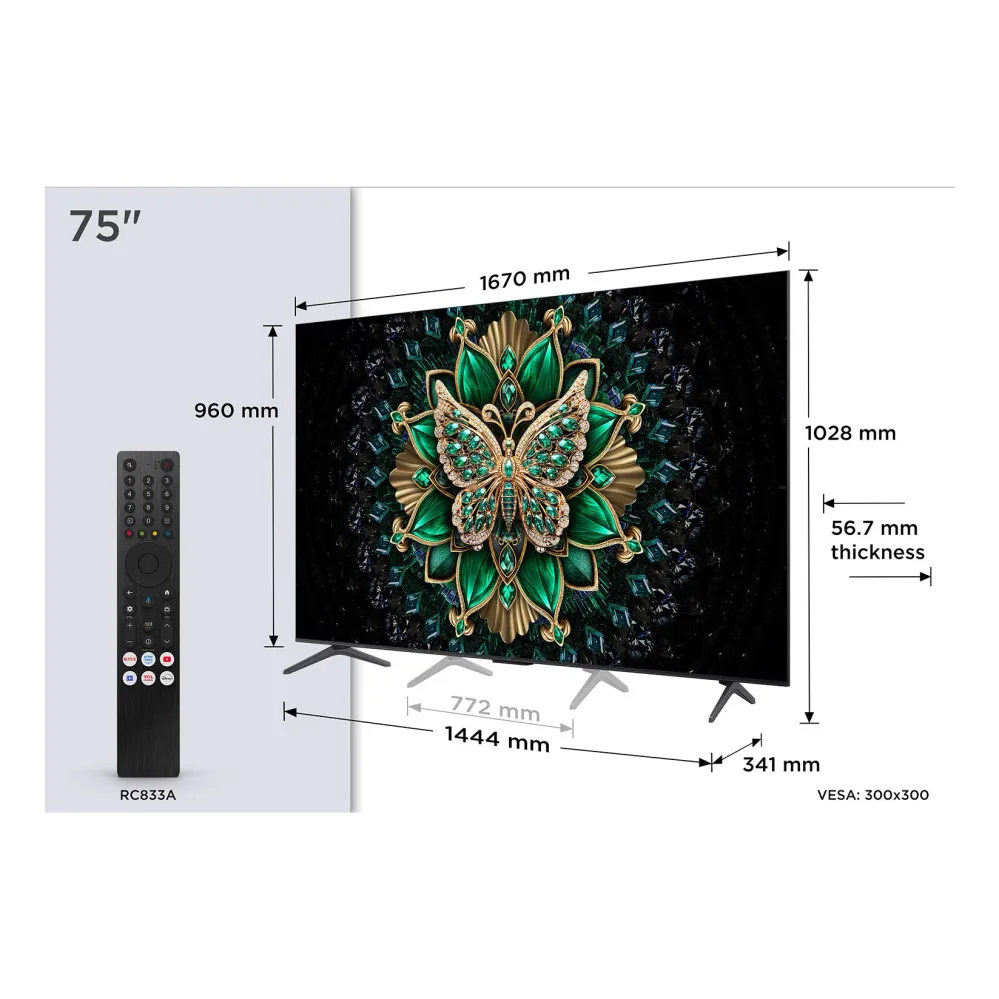 TV TCL 75C6K | 75", Mini LED, 4K, Google TV