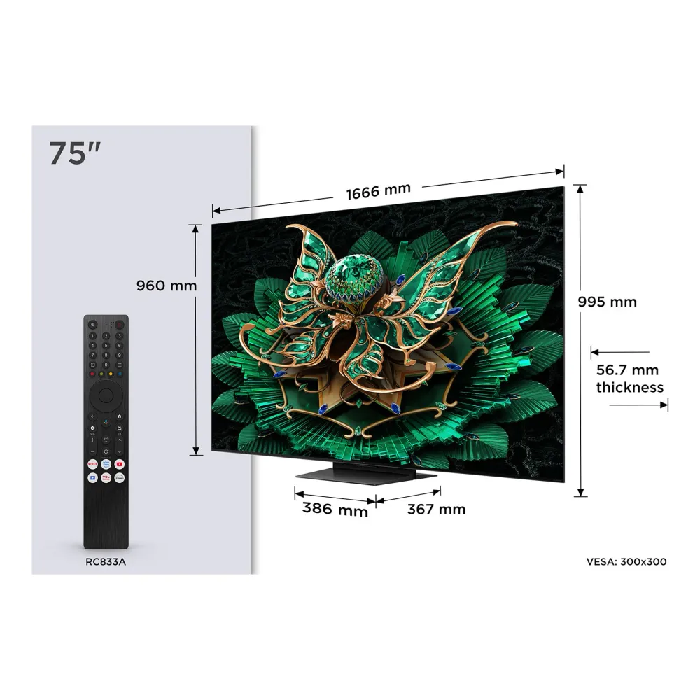 TV TCL 75C7K | 75", Mini LED, 4K, Google TV